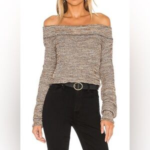 Free People Sugar Rush Off The Shoulder Sweater in Wild Horse Combo Small